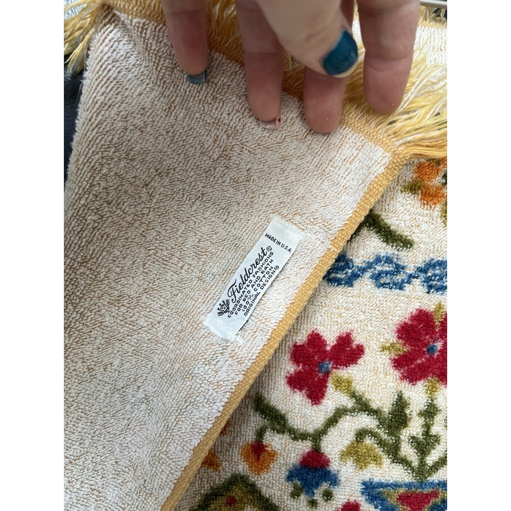 Vintage Fieldcrest 1970's Towel Set 2 ABC Country House Fringe Retro RARE Find - Picture 9 of 10